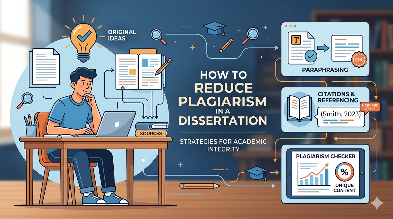 Reduce plagiarism in a dissertation