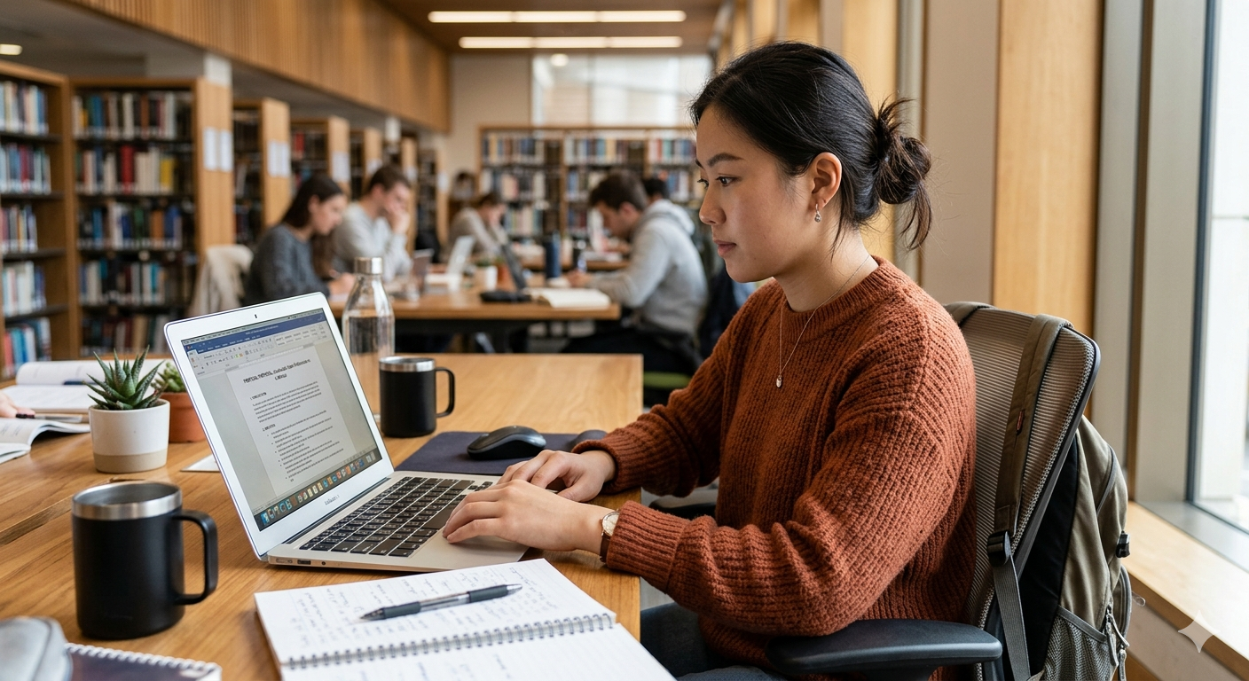Student doing dissertation assignment