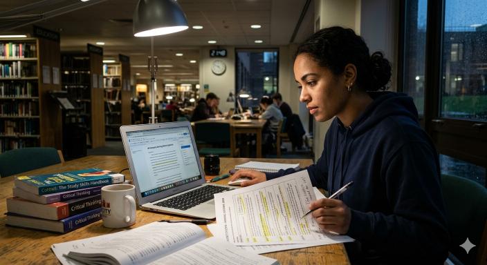 A girl doing assignment of marketing