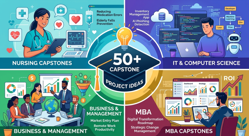 Image explaining about 50+ Capstone Project Ideas by Subject