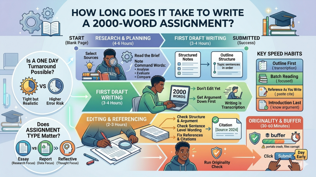 Image explaining how long to write a 2000 word assignment