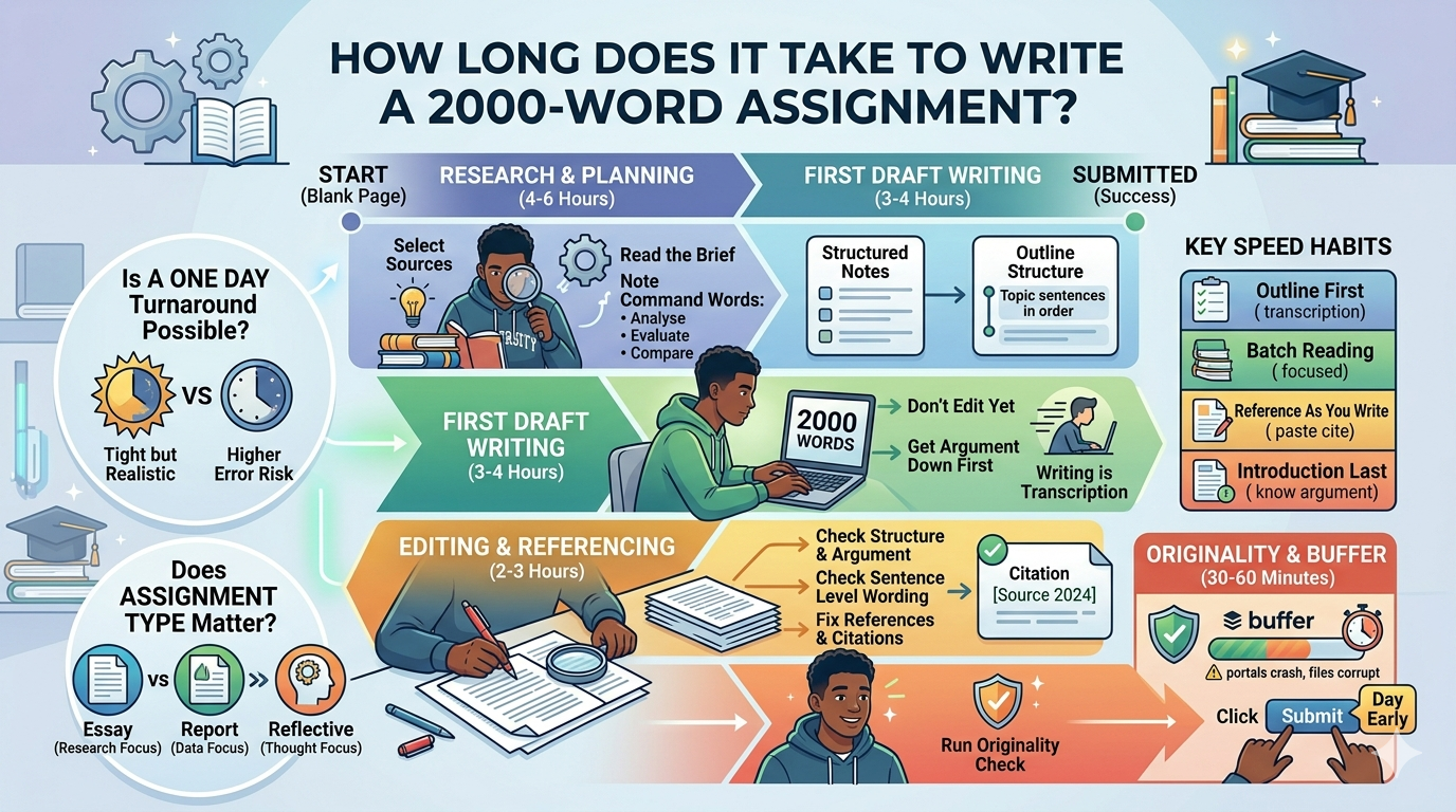 Image explaining how long to write a 2000 word assignment