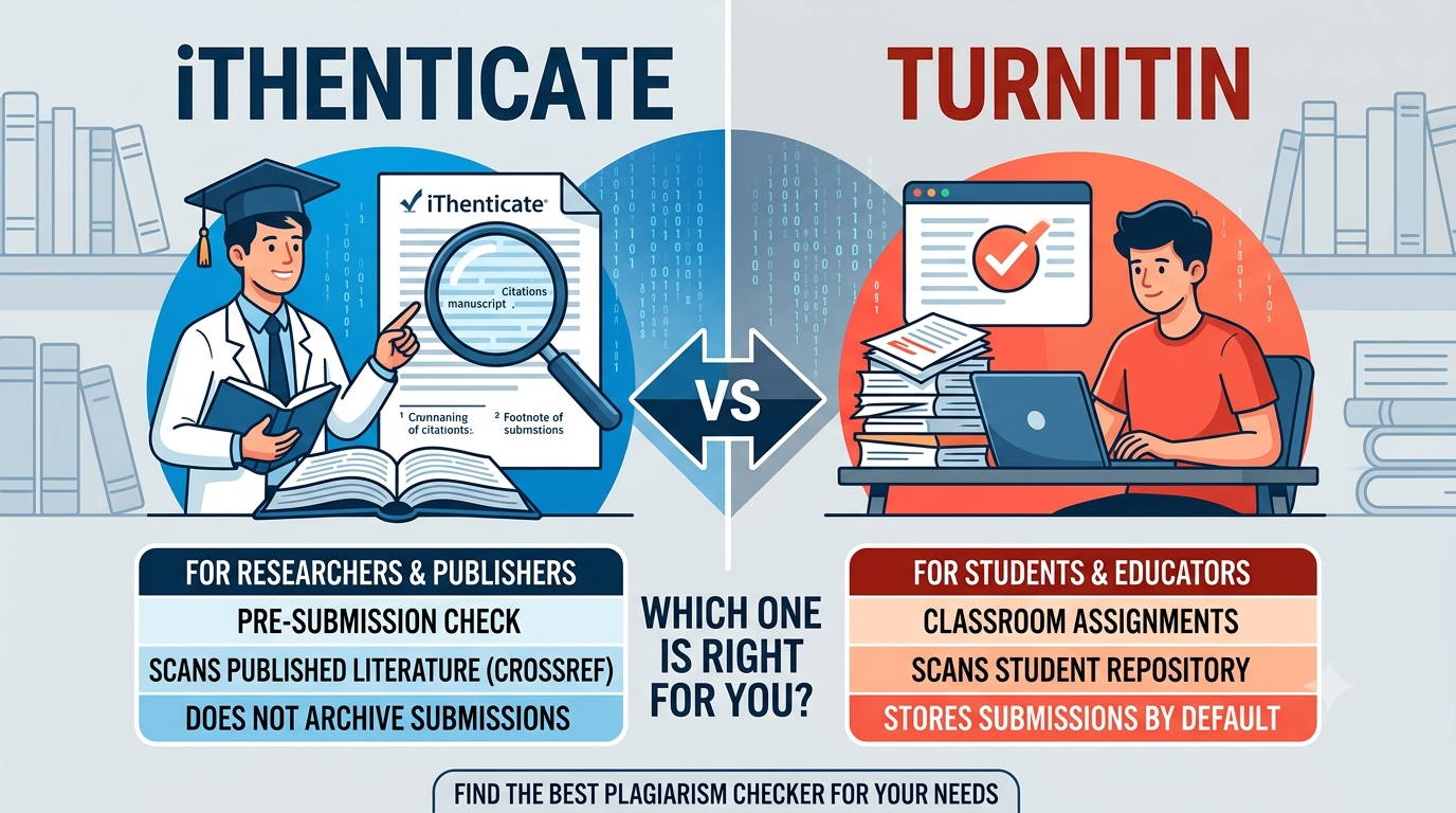 Image explaining difference between iThenticate and Turnitin