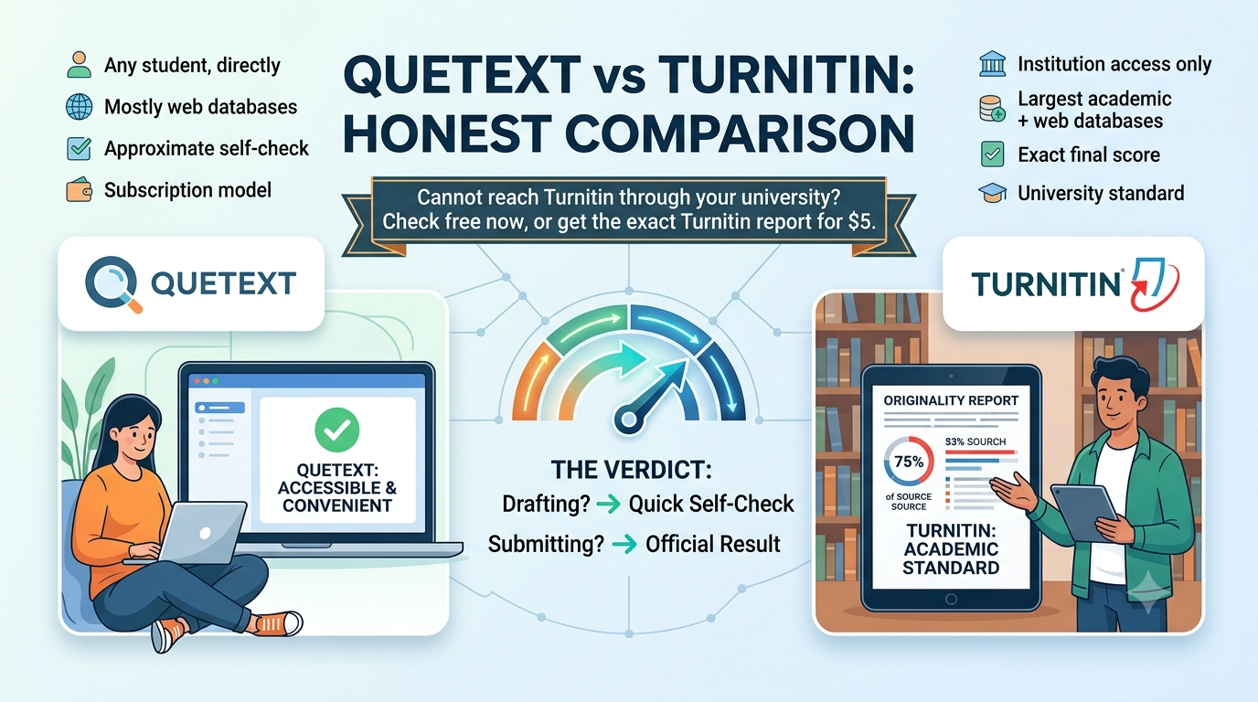 Image explaining about Quetext vs Turnitin